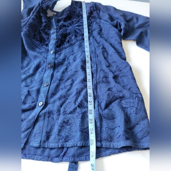 Vntg Just Cruising Embroidered Tunic Blouse in Blue Free Size - Picture 8 of 8